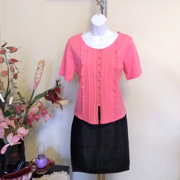 NWT Womens Summer Tunic Tops Short Sleeve Scoop Neck Casual Loose Blouse M 8 10 - Picture 4 of 9